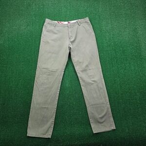 Match Stick Argus Pants Mens 34x32 Olive Green Chino Flat Front Golf Casual